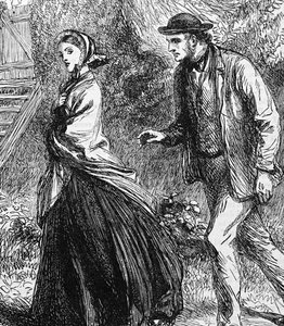 Illustration depicting a woman refusing a proposal from a man