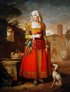 全身穿着意大利服装的女士画像（布面油画） 作者 乔治·詹姆斯