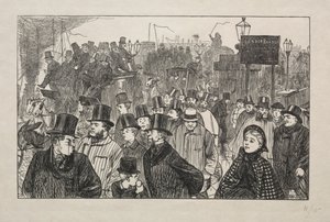 伦敦桥的活流-桥上，1863年。 作者 乔治·路易斯·帕尔梅拉·布森·布莫里耶