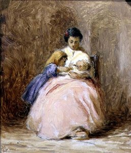 新生儿》，约1870年（布面油画） 作者 乔治·曼森