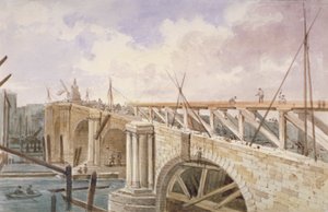 布莱克弗里尔桥上正在进行的拆除工作，1864年 作者 乔治·芒德