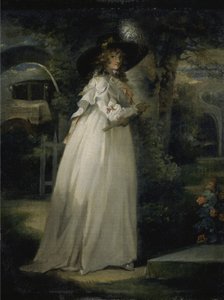 花园里的女孩画像，约1786-88年（布面油画） 作者 乔治·莫兰德