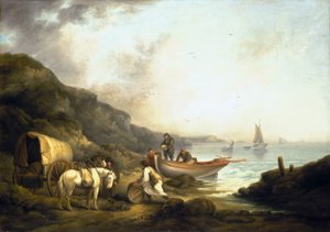 海岸上的走私者。布面油画，19 世纪早期，乔治-莫兰（1763-1804 年）创作。 作者 乔治·莫兰德