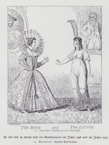 太多和太少，1556 年和 1796 年的夏季服装（石版画） 作者 乔治·穆塔德（后）伍德沃德