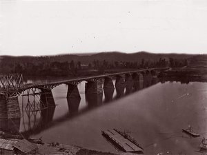 位于查塔努加的田纳西河上的大桥，约1864年。 作者 乔治·N·巴纳德