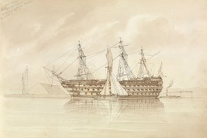1850 年 12 月 28 日，"特拉法加 "号从 "香农 "号上驶离谢内斯海域