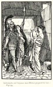 The Iliad: Andromache and Astyanax meet Hektor prepared for war (engraving) 作者 乔治·珀西·雅各布·胡德