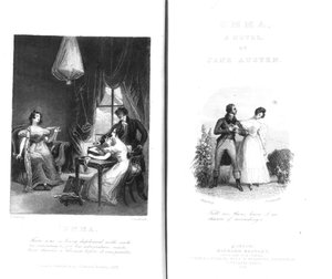 由简·奥斯汀（Jane Austen）创作的“艾玛”（Emma）的主题和标题页，由William Greatbach编写，出版于1833年