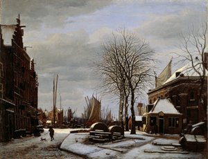 阿姆斯特丹的 Grijpsteenmarkt（Whetstone 市场）和冬季的 Het Zeerecht（阿姆斯特丹的 Slypsteenen）大楼 作者 乔治·彼得·韦斯特伯格