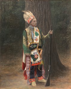 穿着齐佩瓦族服装的白人男子，19世纪末至20世纪初。 作者 乔治·普林斯