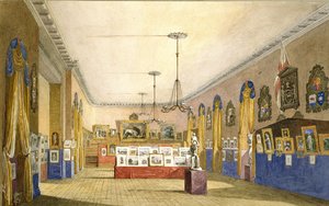 1854年牛津旧市政厅的展览（水彩和身体彩色铅笔在硬纸上，放在原始的山上）