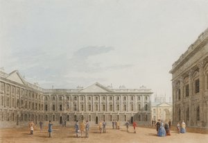 Peckwater Quad向东看，基督教堂，牛津，1850年（墨水和纸上写着）