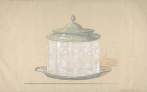 带银质底座和盖子的玻璃盒设计，1820-65。 作者 乔治·理查兹·埃尔金顿