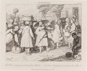 牛奶妇女，Ittenheim，c.1821（蚀刻） 作者 乔治·罗伯特·刘易斯