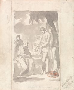 皮尔森少校和婆罗门（在纸上洗灰）（见153905） 作者 乔治·罗姆尼