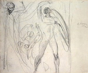 撒旦、罪恶和死亡（纸上铅笔画） 作者 乔治·罗姆尼