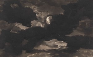 云雾缭绕的月夜天空研究 作者 乔治·罗姆尼