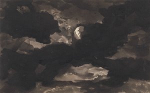 云雾缭绕的月夜天空研究 作者 乔治·罗姆尼