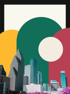 休斯顿市中心，2023 年（丙烯酸画布） 作者 乔治·罗莎莉