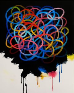 纠结的和谐，2025 年（丙烯酸画布）