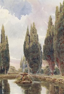 意大利花园：Il Laghetto，Villa Falconieri（彩色石版画） 作者 乔治·塞缪尔·埃尔古德