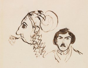 带德拉克罗瓦肖像的自画像，c。 1845年。