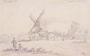 伦敦格林威治Blackheath上的磨坊与风车景观，1833年