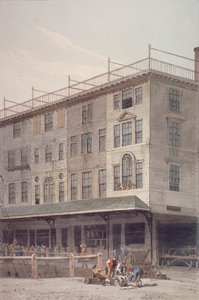 比林斯盖特市场的景色，码头上的人和鱼，伦敦市，1810年 作者 乔治·谢泼德