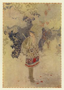 Glooskap 独自走在海边（彩色石版画）