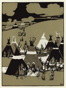 In the evening they came to a camp (colour litho) 作者 乔治·谢林汉姆