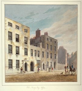 伦敦市老布罗德街的老海军工资办公室，1811年。                                     