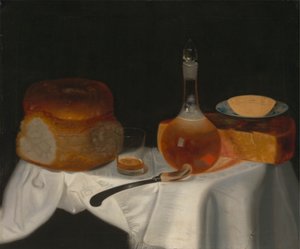 面包、黄油和奶酪的静物画 作者 乔治·史密斯