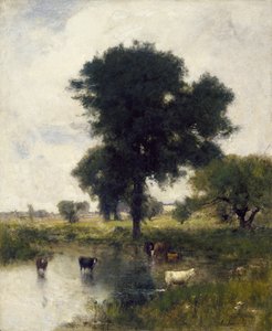 1880年，池中的牛（夏日风景） 作者 乔治·斯尼尔因内斯