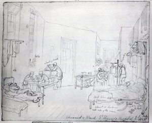 爱德华的沃德，圣托马斯医院，伦敦，1843年 作者 乔治·斯尼·夏普