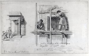 1833年和1840年在伦敦纽汉街和米德尔塞克斯医院建立Porticos 作者 乔治·斯尼·夏普