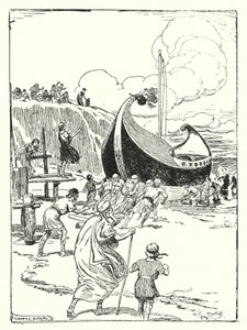 Jason and the Argonauts: "The good ship Argo leapt up from the sand upon the rollers, and plunged onward like a gallant horse" (litho) 作者 乔治·索珀