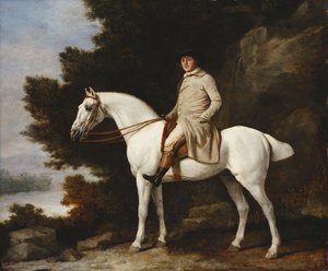 1781年，一位骑着马的绅士在多岩石的林地景观中 作者 乔治·斯塔布斯