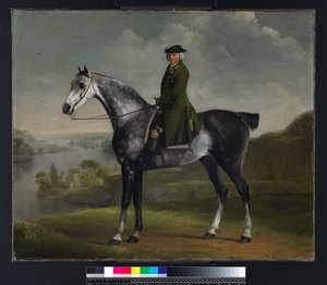 Joseph Smyth Esquire，北安普敦郡惠特尔伯里森林中尉，在Dapple Grey Horse上，1762-64 作者 乔治·斯塔布斯