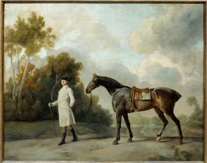 乔治·斯塔布斯（George Stubbs，1724-1806 年）的阿什顿、寇松子爵和他的母马画像。 1x1,28 m 作者 乔治·斯塔布斯