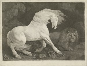 1770年的马与狮子（mezzotint） 作者 乔治·汤利·斯塔布斯