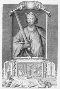 爱德华一世 (1239-1307) 1272 年的英格兰国王，在雕像遗骸后，由艺术家雕刻（雕刻） 作者 乔治·维尔图