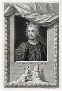 约翰（1167-1216）1199年起担任英格兰国王，由艺术家雕刻（雕版印刷）。