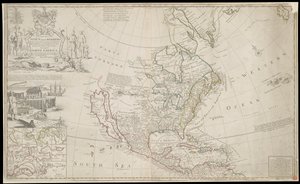 北美地图，约 1720 年（雕刻） 作者 乔治·维尔图