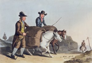 布料制造商将布料推向市场，来自约克郡的服装，由Robert Havell（1769-1832）镌刻1814年