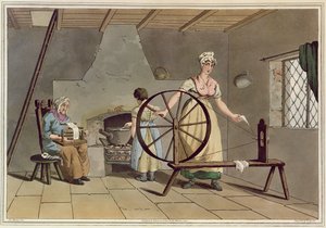 女人旋转，来自约克郡的服装，由Robert Havell（1769-1832）雕刻，1814年