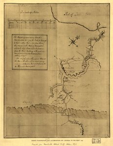 乔治-华盛顿的地图，附于他 1754 年的 "俄亥俄州日志"。LOC 99446116 作者 乔治·华盛顿