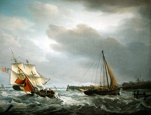 经过河口的英国军人（布面油画）
