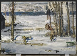 早晨的雪 - 哈德逊河，1910年 作者 乔治·韦斯利·贝洛斯