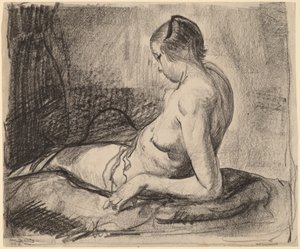躺着的裸体女孩，1919年。