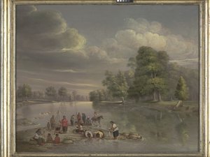Wabash 上的场景（布面油画）